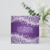 Elegant 60th Birthday Party Sparging Wave Paars Kaart (Staand voorkant)