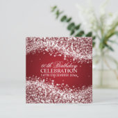 Elegant 60th Birthday Party Sparging Wave Red Kaart (Staand voorkant)