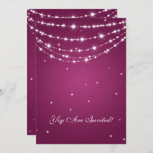 Elegant 60th Birthday Party Sparking Chain Berry Kaart (Voorkant / Achterkant)