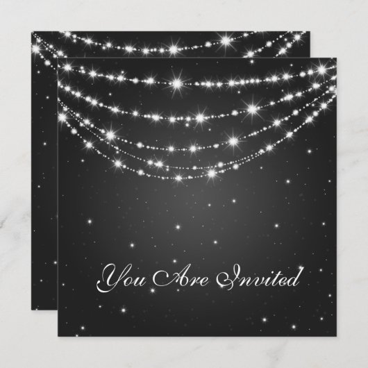 Elegant 60th Birthday Party Sparking Chain Black Kaart (Voorkant / Achterkant)