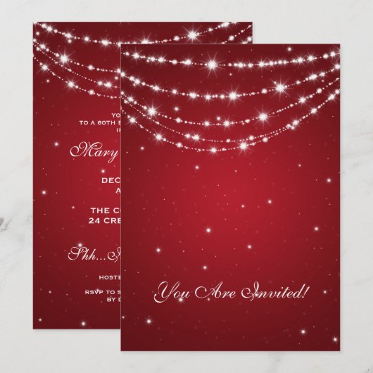 Elegant 60th Birthday Party Sparking Chain Red Kaart (Voorkant / Achterkant)