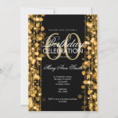 Elegant 60th Birthday Party Sparkles Gold Kaart (Voorkant)