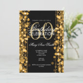 Elegant 60th Birthday Party Sparkles Gold Kaart (Staand voorkant)