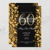 Elegant 60th Birthday Party Sparkles Gold Kaart (Voorkant / Achterkant)