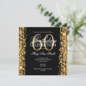 Elegant 60th Birthday Party Sparkles Gold Kaart (Staand voorkant)