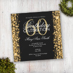 Elegant 60th Birthday Party Sparkles Gold Kaart<br><div class="desc">Elegant 60th Birthday Party Sparkles Gold nodigt sjabloon uit. Met gouden lampen,  gouden snaren en gouden enkels.</div>