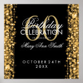 Elegant 60th Birthday Party Sparkles Gold Poster (Voorkant)