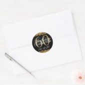 Elegant 60th Birthday Party Sparkles Gold Ronde Sticker (Envelop)
