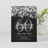 Elegant 60th Birthday Party Sparkles Silver Kaart (Staand voorkant)