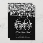 Elegant 60th Birthday Party Sparkles Silver Kaart (Voorkant / Achterkant)