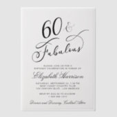 Elegant 60th Birthday Party Vellum Uitnodigingen (Voorkant)