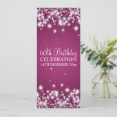 Elegant 60th Birthday Party Winter Sparkle Berry Kaart (Staand voorkant)