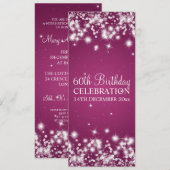 Elegant 60th Birthday Party Winter Sparkle Berry Kaart (Voorkant / Achterkant)