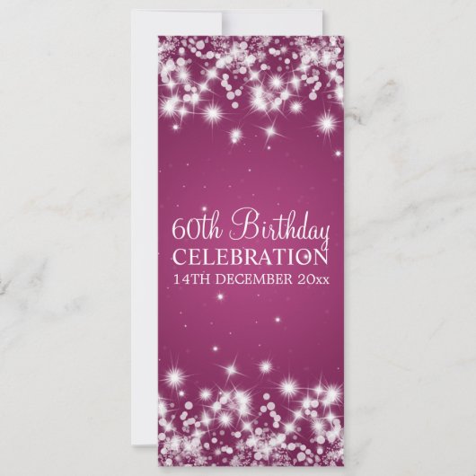 Elegant 60th Birthday Party Winter Sparkle Berry Kaart (Voorkant)