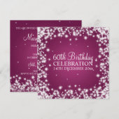 Elegant 60th Birthday Party Winter Sparkle Berry Kaart (Voorkant / Achterkant)