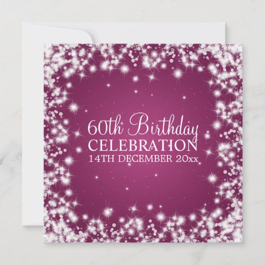 Elegant 60th Birthday Party Winter Sparkle Berry Kaart (Voorkant)