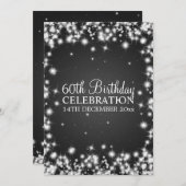 Elegant 60th Birthday Party Winter Sparkle Black Kaart (Voorkant / Achterkant)
