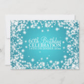 Elegant 60th Birthday Party Winter Sparkle Blue Kaart (Voorkant)