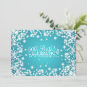 Elegant 60th Birthday Party Winter Sparkle Blue Kaart (Staand voorkant)