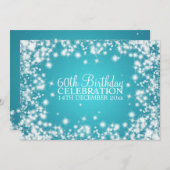 Elegant 60th Birthday Party Winter Sparkle Blue Kaart (Voorkant / Achterkant)