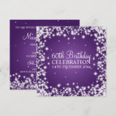Elegant 60th Birthday Party Winter Sparkle Paars Kaart (Voorkant / Achterkant)