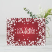 Elegant 60th Birthday Party Winter Sparkle Red Kaart (Staand voorkant)