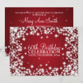 Elegant 60th Birthday Party Winter Sparkle Red Kaart (Voorkant / Achterkant)