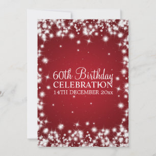 Elegant 60th Birthday Party Winter Sparkle Red Kaart