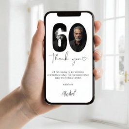 Elegant 60th Birthday Photo Thank You Card Persona Bedankkaart
