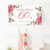 Elegant 60th Birthday Pink White Floral Botanical Spandoek (Insitu)