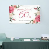 Elegant 60th Birthday Pink White Floral Botanical Spandoek (Beurs)