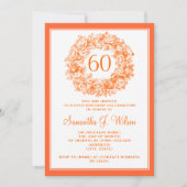 Elegant 60th Birthday  Roos Sinaasappel Kaart (Voorkant)