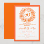 Elegant 60th Birthday  Roos Sinaasappel Kaart (Voorkant / Achterkant)