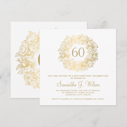 Elegant 60th Birthday  Rozen Gold Kaart (Voorkant / Achterkant)