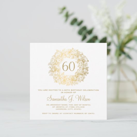 Elegant 60th Birthday  Rozen Gold Kaart (Staand voorkant)