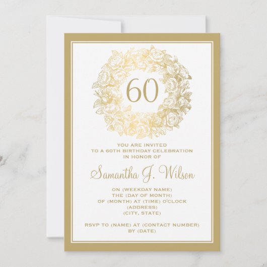 Elegant 60th Birthday  Rozen Gold Kaart (Voorkant)