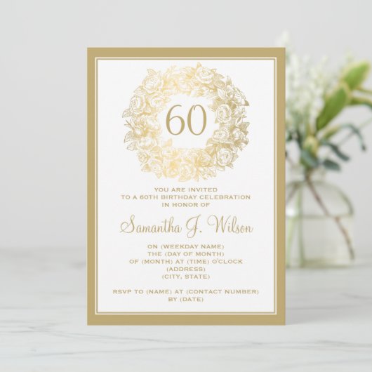 Elegant 60th Birthday  Rozen Gold Kaart (Staand voorkant)