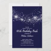 Elegant 60th Birthday Stars Navy Blue Kaart (Voorkant)