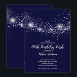 Elegant 60th Birthday Stars Navy Blue Kaart<br><div class="desc">Deze uitnodigingen voor verjaardagsfeestjes zijn perfect voor elke leeftijdse feestdag of veranderen de formulering van je speciale gelegenheid. Punten in onze winkel koppelen.</div>