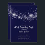 Elegant 60th Birthday Stars Navy Blue Kaart<br><div class="desc">Deze uitnodigingen voor verjaardagsfeestjes zijn perfect voor elke leeftijdse feestdag of veranderen de formulering van je speciale gelegenheid. Punten in onze winkel koppelen.</div>