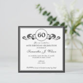 Elegant 60th Birthday Swirly Ribbon Black Kaart (Staand voorkant)