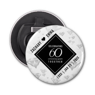Elegant 60th Diamond Wedding Jubileum Button Flesopener