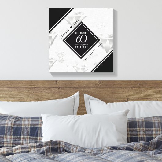 Elegant 60th Diamond Wedding Jubileum Canvas Afdruk (Insitu (Slaapkamer))