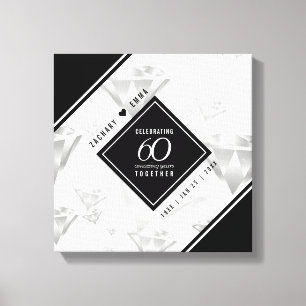Elegant 60th Diamond Wedding Jubileum Canvas Afdruk
