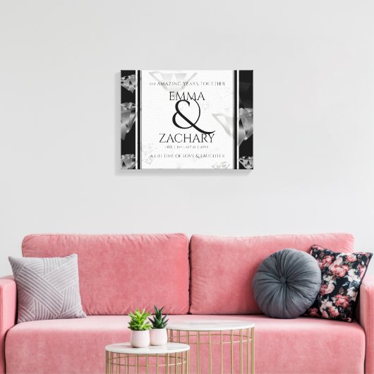 Elegant 60th Diamond Wedding Jubileum Canvas Afdruk (Insitu (Woonkamer))