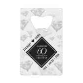 Elegant 60th Diamond Wedding Jubileum Creditkaart Flessenopener (Voorkant)