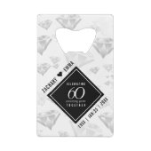 Elegant 60th Diamond Wedding Jubileum Creditkaart Flessenopener (Achterkant)