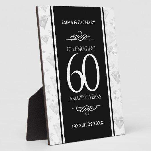 Elegant 60th Diamond Wedding Jubileum Fotoplaat (Zijkant)