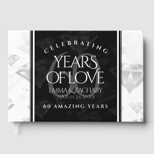 Elegant 60th Diamond Wedding Jubileum Gastenboek (Voorkant)