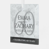 Elegant 60th Diamond Wedding Jubileum Glas Ornament (Voorkant links)